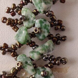 Green Stone Beaded Stretch Bracelet